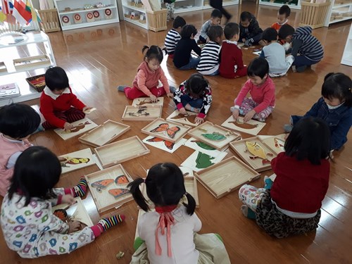 Các bé lớp C5 học mà chơi bằng học với phương pháp Montessori